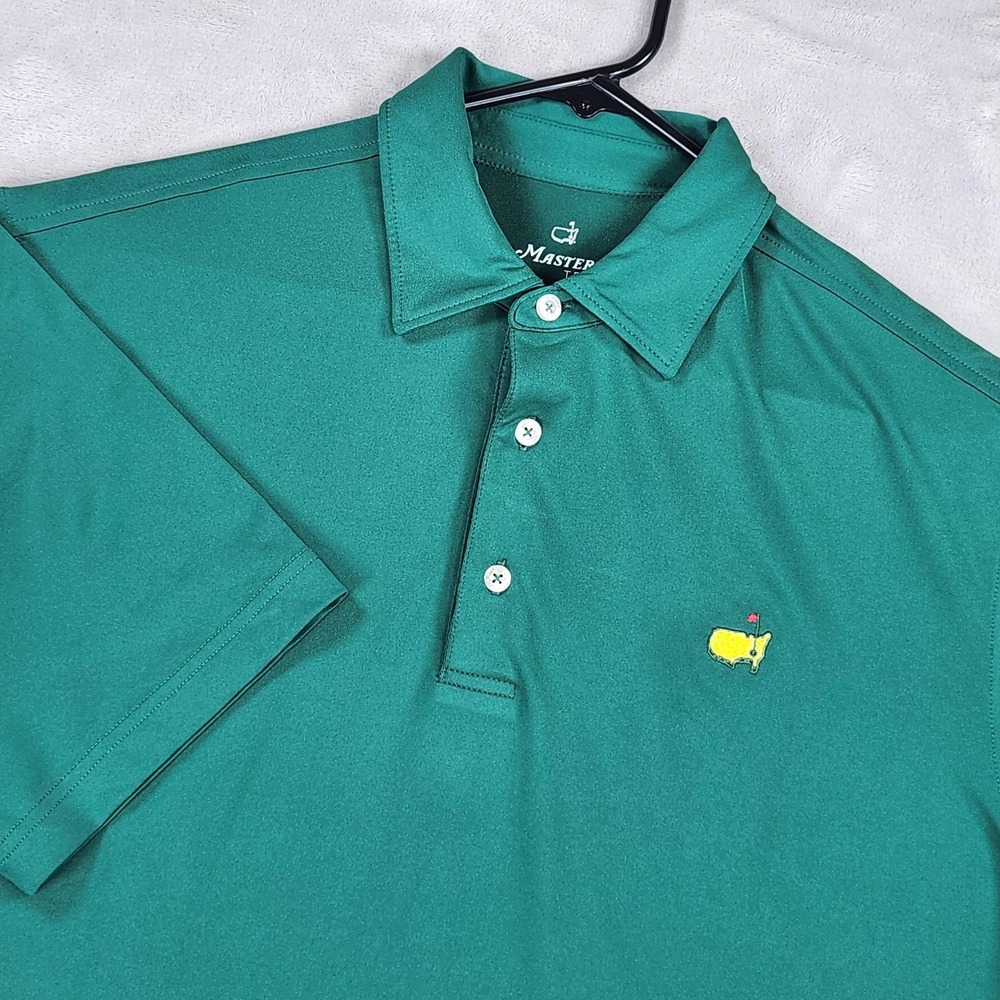Masters Tech Polo Shirt Mens Medium Green Solid Golf Performance Stretch Jersey
